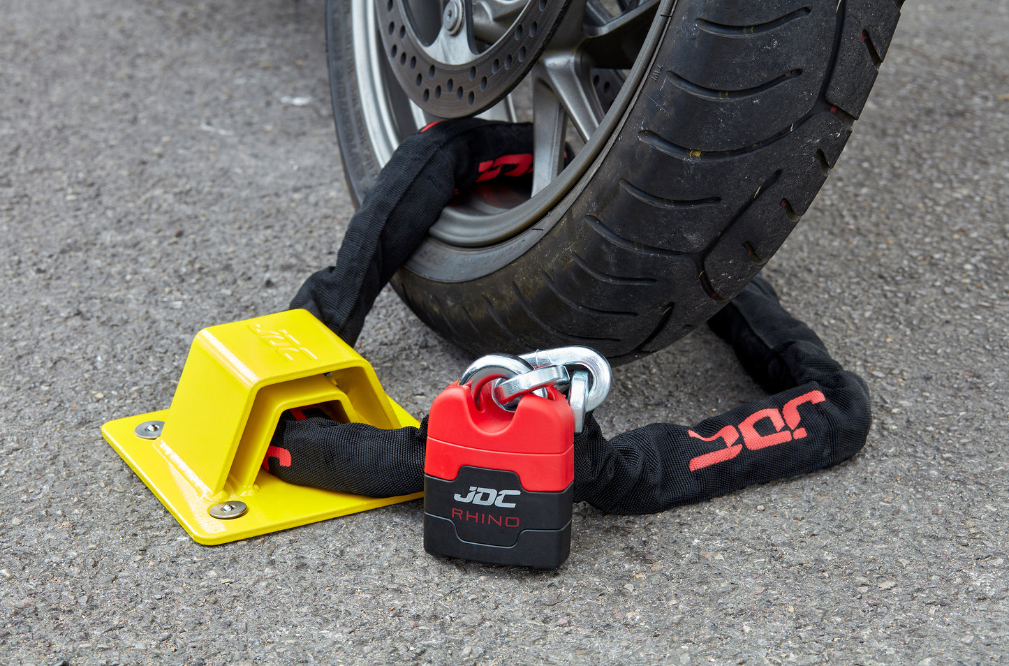 JDC Anclaje Al Suelo De Acero Endurecido De Alta Resistencia para Motocicleta - Sphere