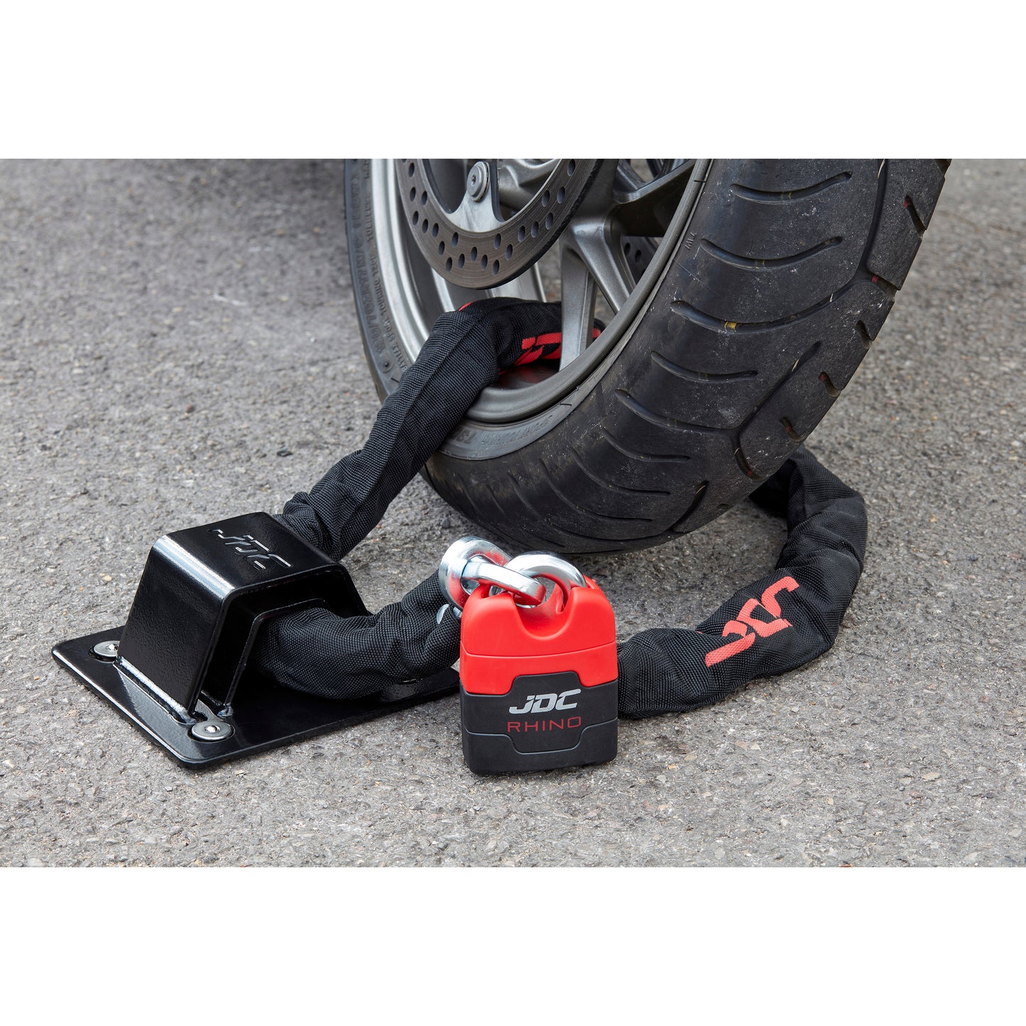 JDC Anclaje Al Suelo De Acero Endurecido De Alta Resistencia para Motocicleta - Sphere