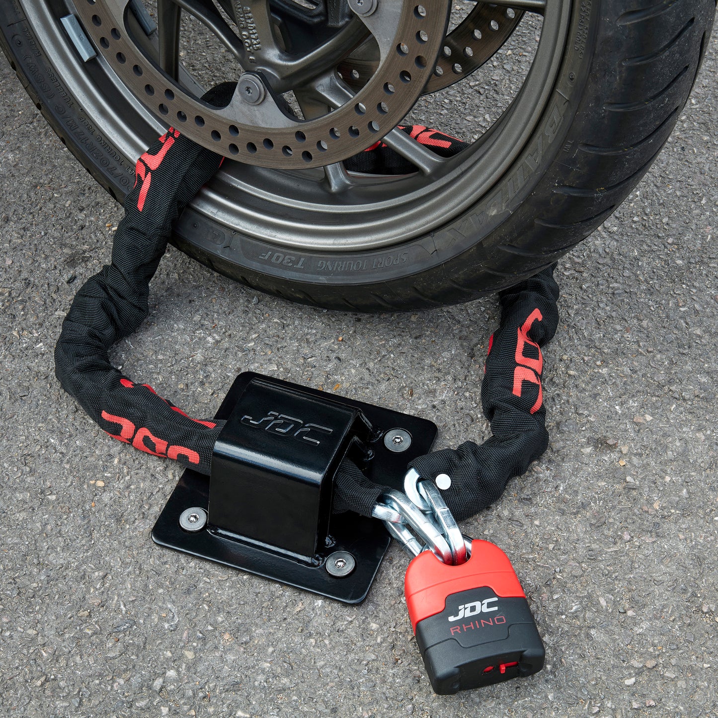 JDC Anclaje Al Suelo De Acero Endurecido De Alta Resistencia para Motocicleta - Sphere